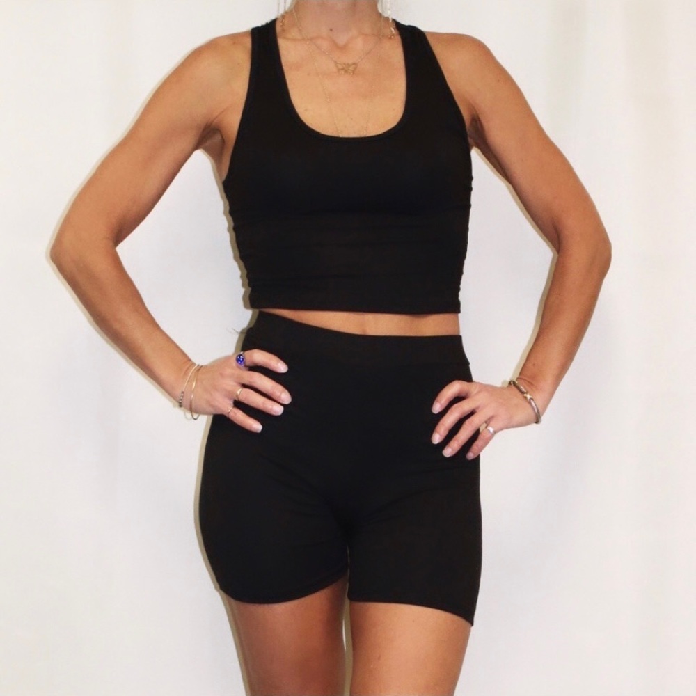 ⭐️Biker Shorts and Racerback Crop Tank Top Set